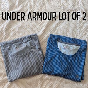 Lot of 2 Under Armour Men’s XL HeatGear T-Shirts Striped Short Sleeve Athletic